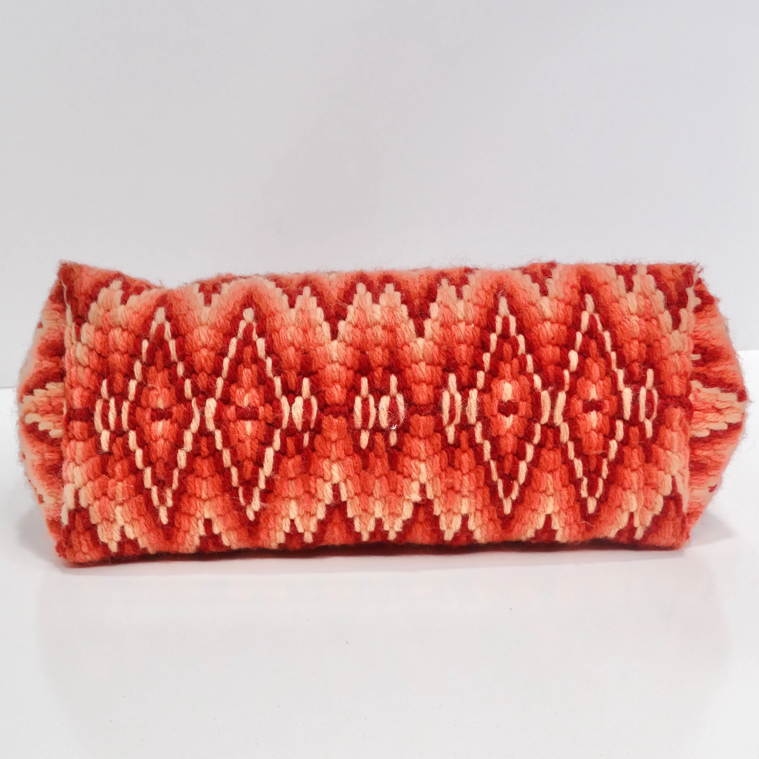 1970s Orange Knit Shoulder Bag