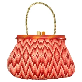 1970s Orange Knit Shoulder Bag