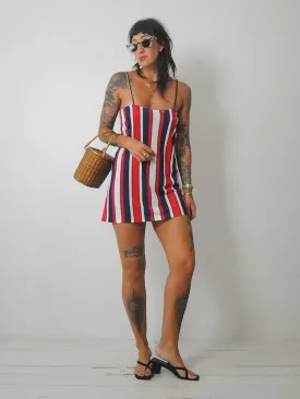 1970's Striped Mini Slip Dress