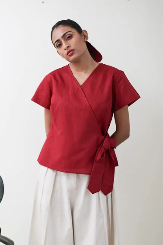 Aaral Wrap Top - Maroon