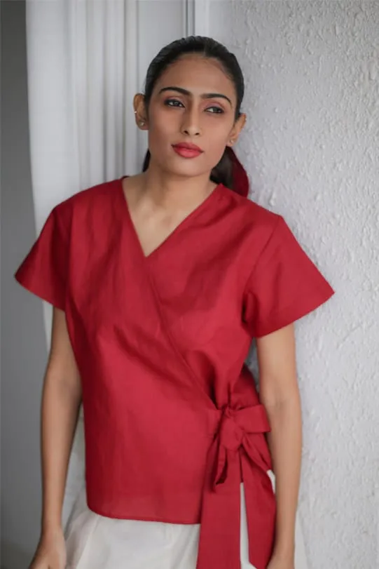 Aaral Wrap Top - Maroon