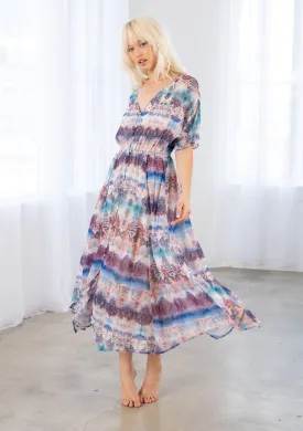 Abstract Print Button Front Handkerchief Dress
