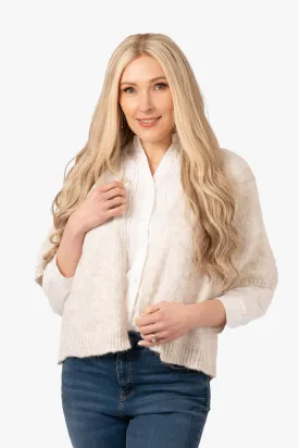 Amelia Short Sleeve Wool Blend Cardigan - Cream