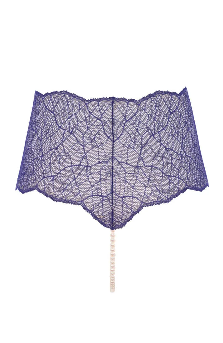 Blue hipster panty with single pearl string - Sydney Panty