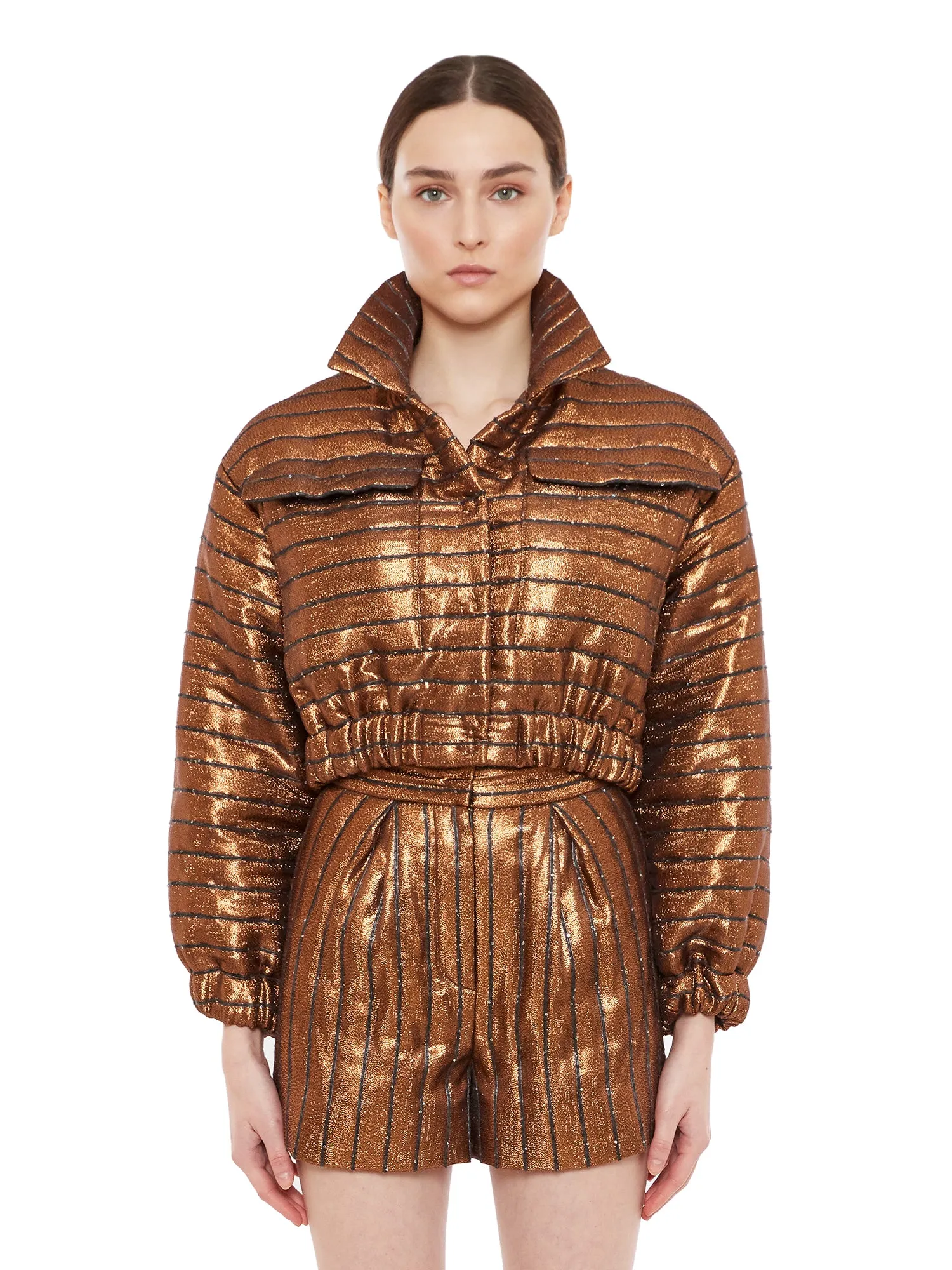 Bronze Puffer Crop Jacket