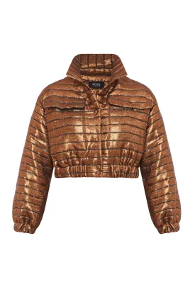 Bronze Puffer Crop Jacket