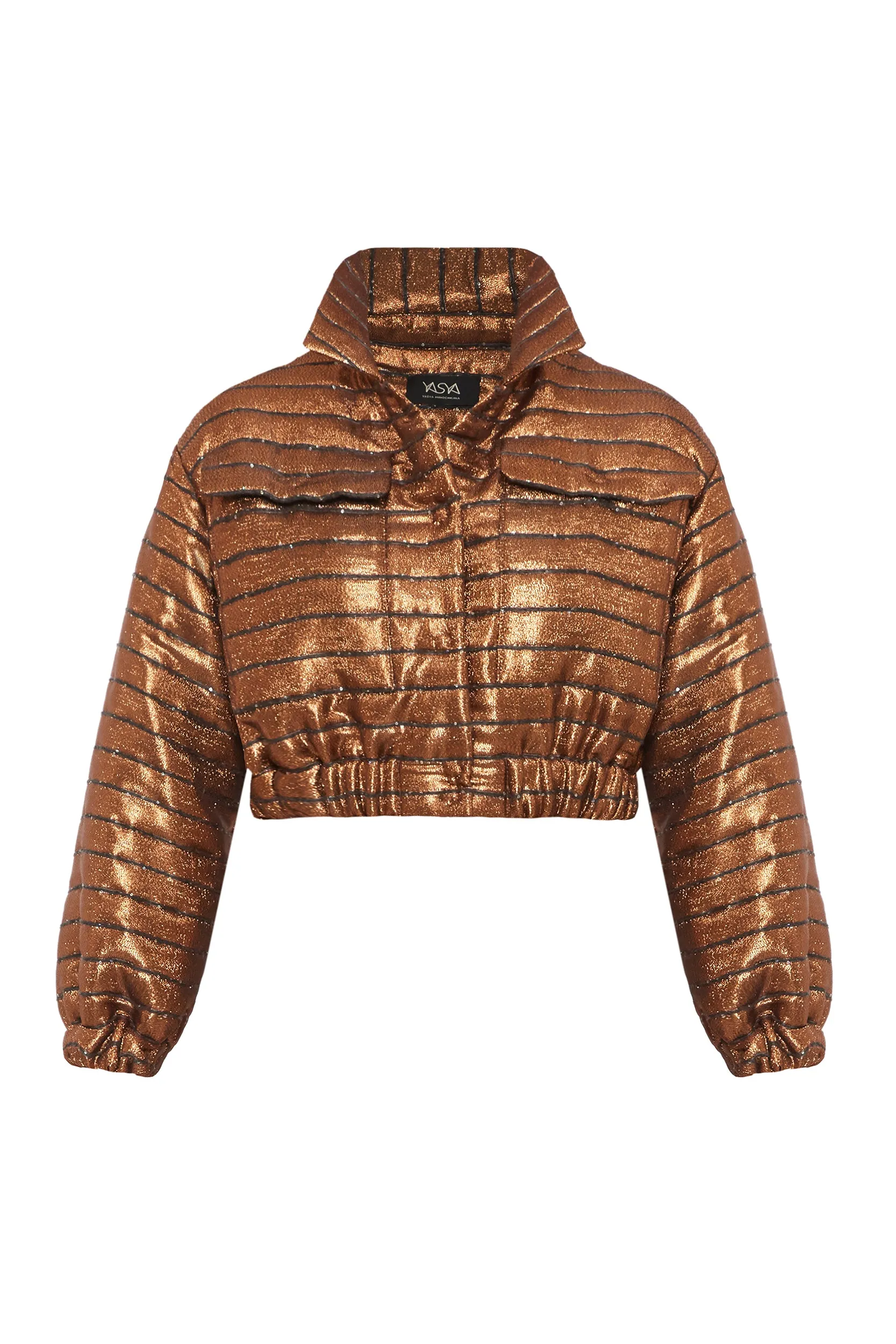 Bronze Puffer Crop Jacket