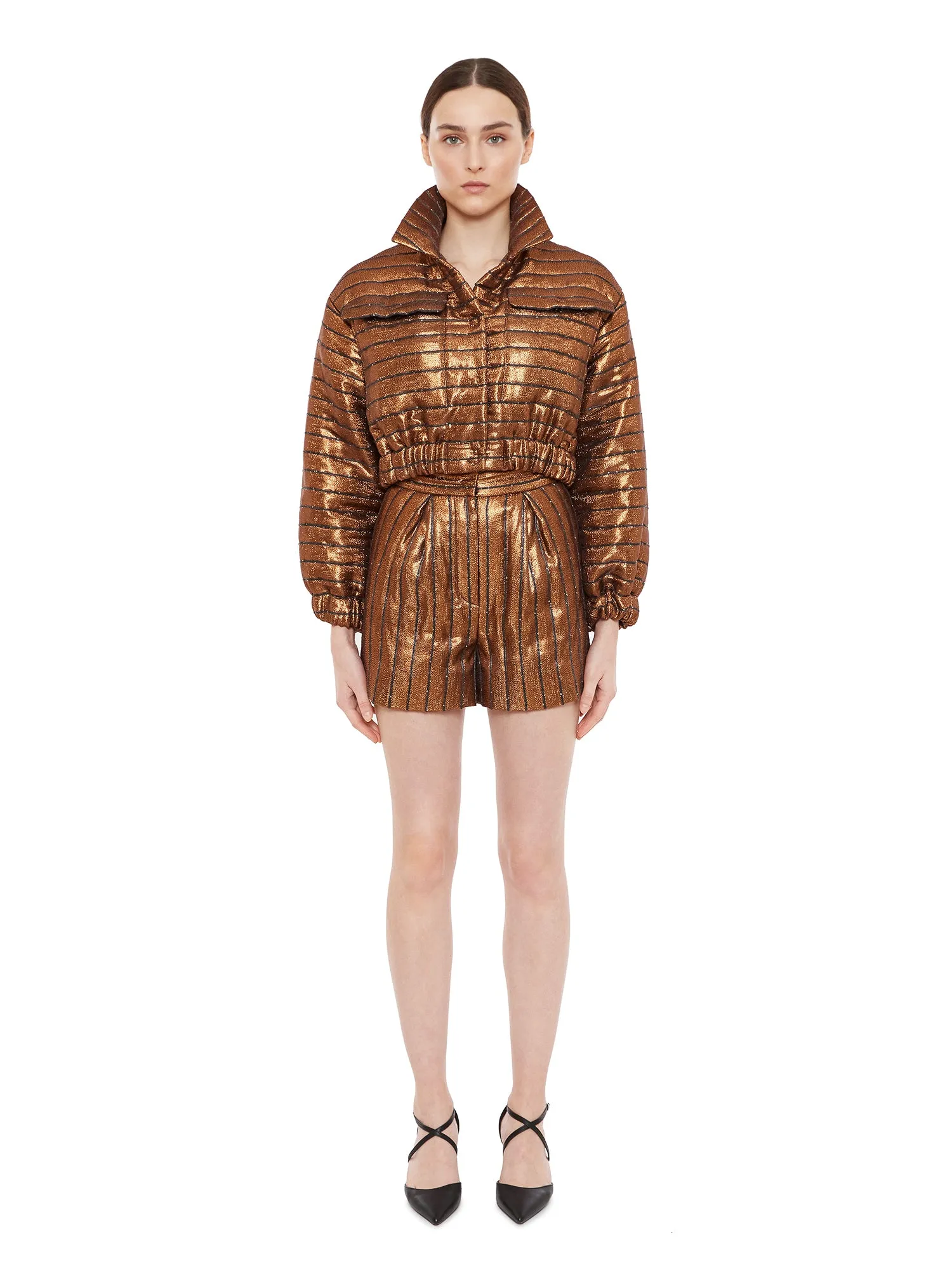 Bronze Puffer Crop Jacket