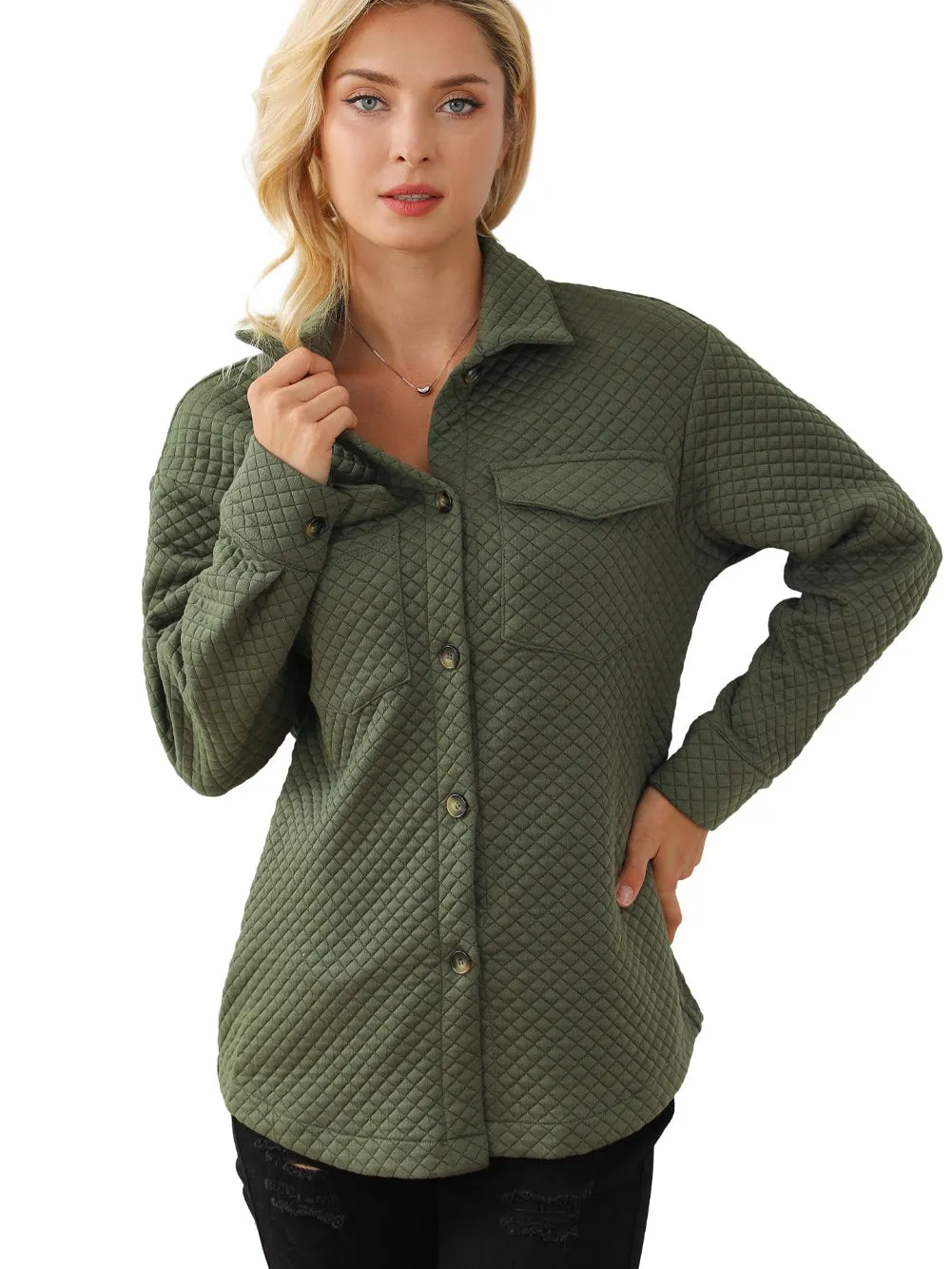 Casual Quilted Button-Down Shirt