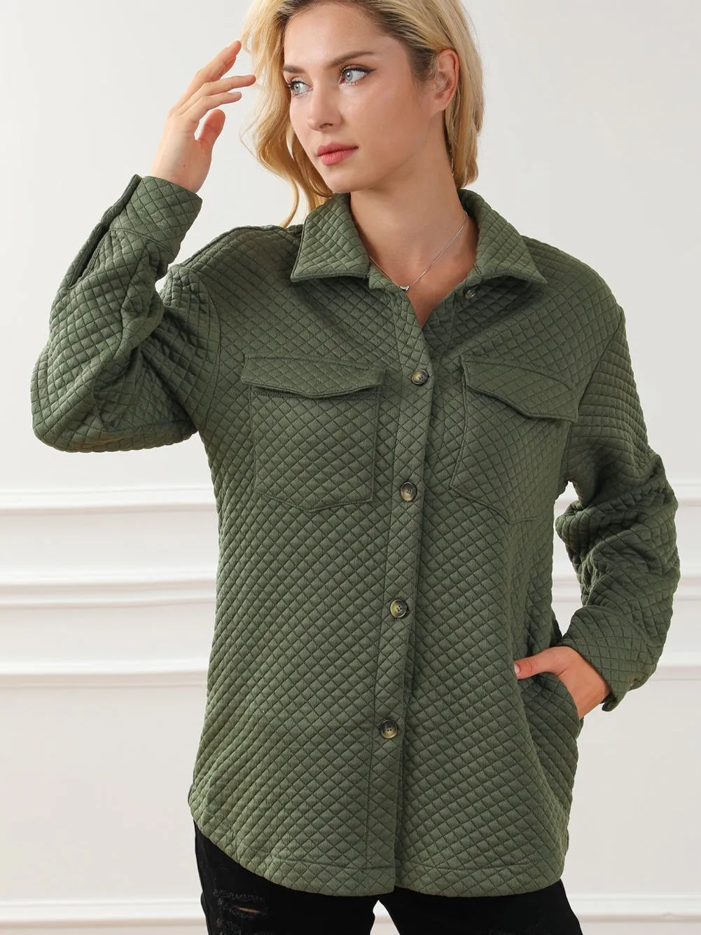 Casual Quilted Button-Down Shirt