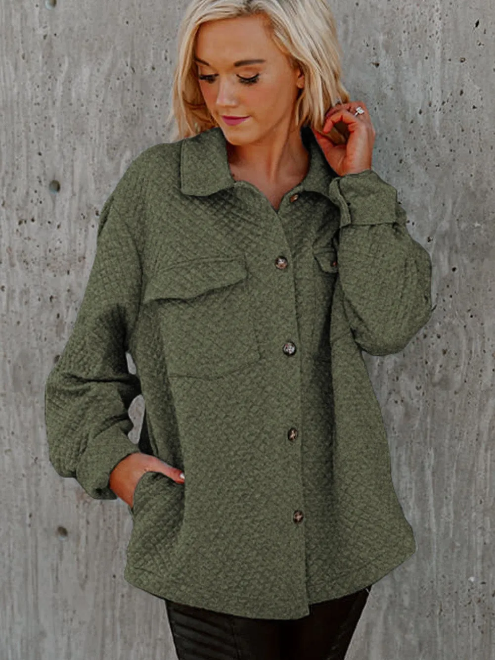 Casual Quilted Button-Down Shirt