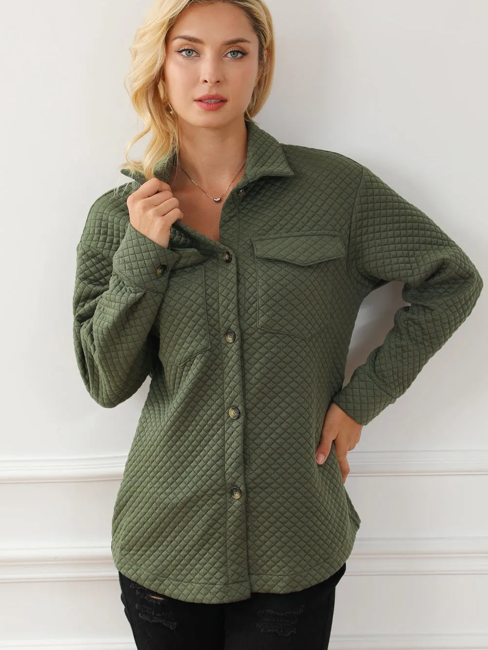Casual Quilted Button-Down Shirt