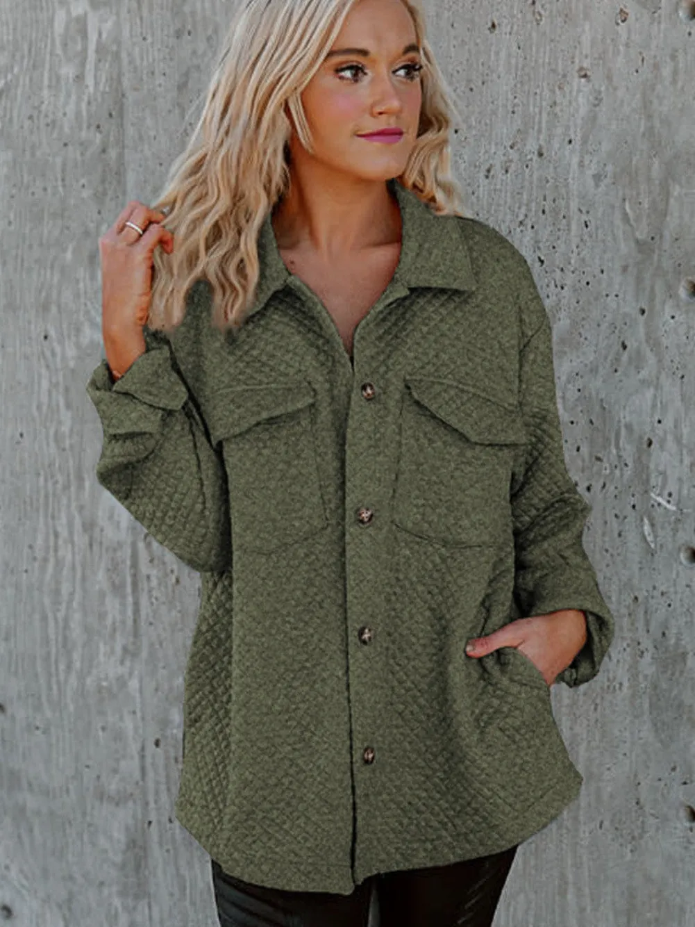Casual Quilted Button-Down Shirt