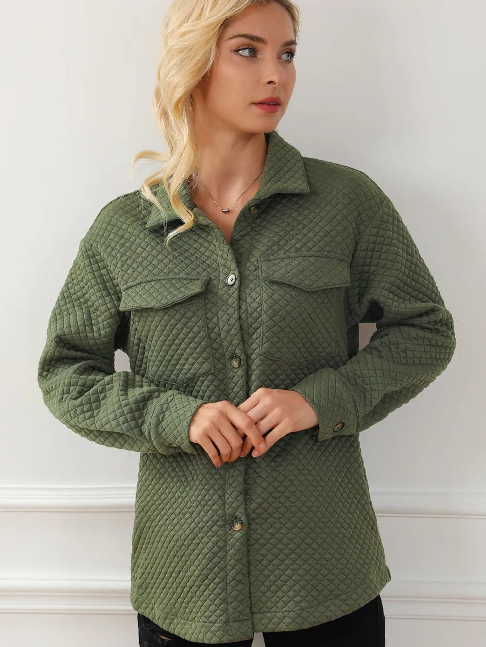 Casual Quilted Button-Down Shirt