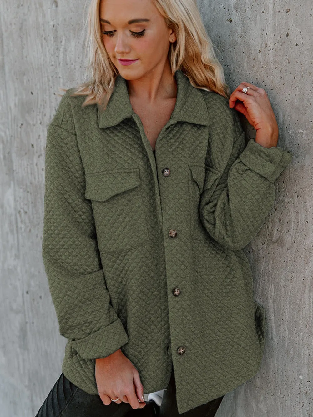 Casual Quilted Button-Down Shirt