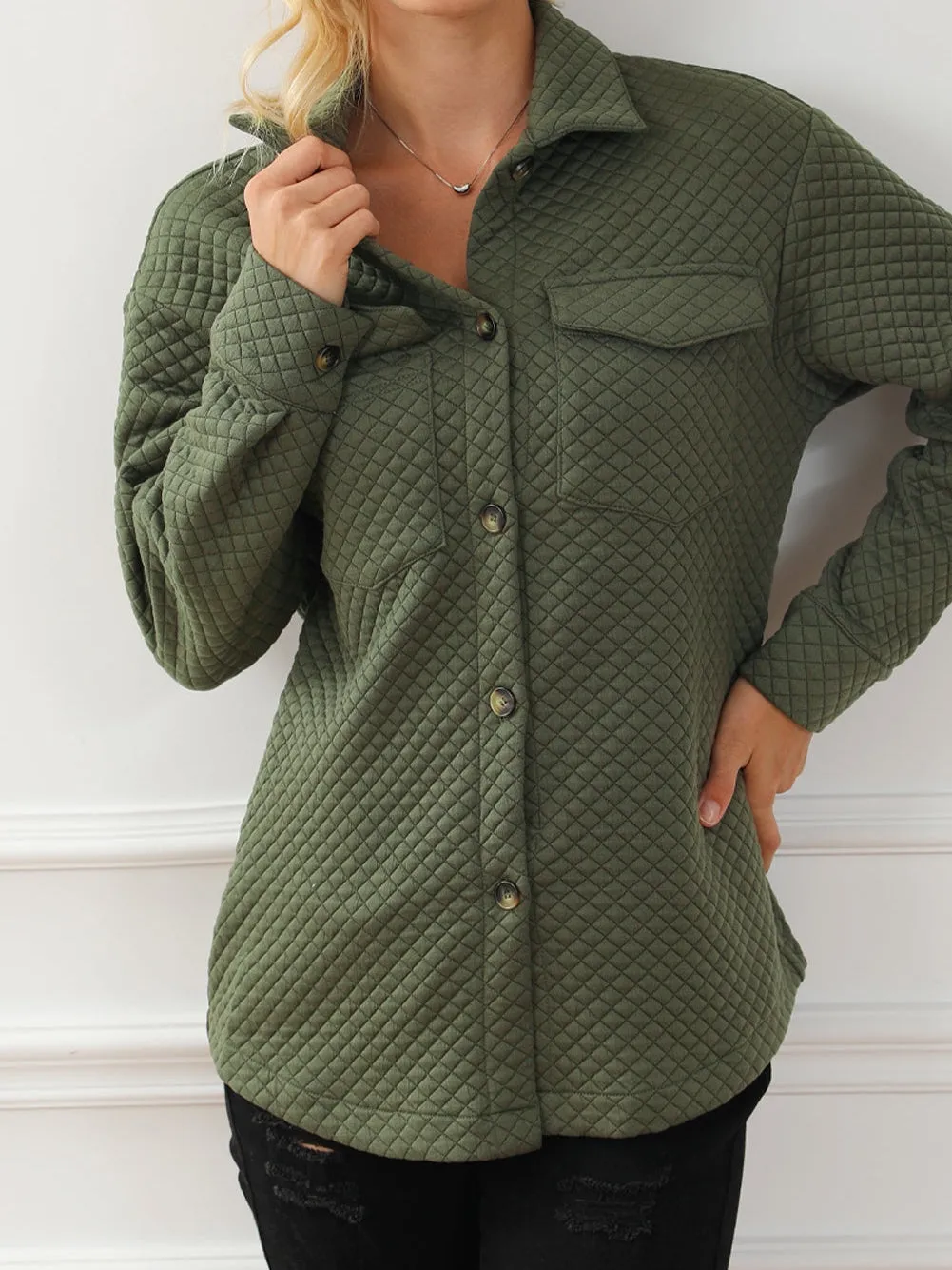 Casual Quilted Button-Down Shirt