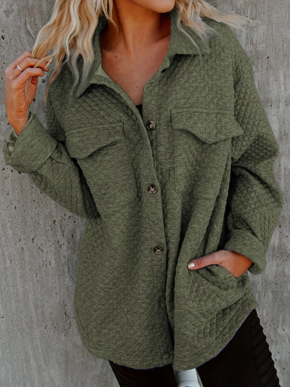 Casual Quilted Button-Down Shirt