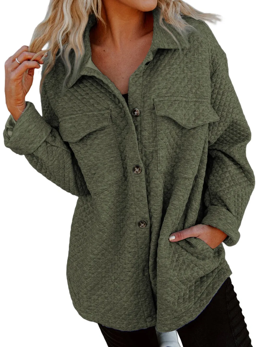 Casual Quilted Button-Down Shirt