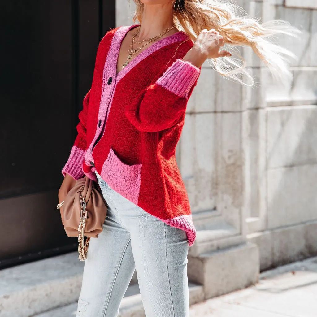 Color Blocking Wholesale Cardigan For Women