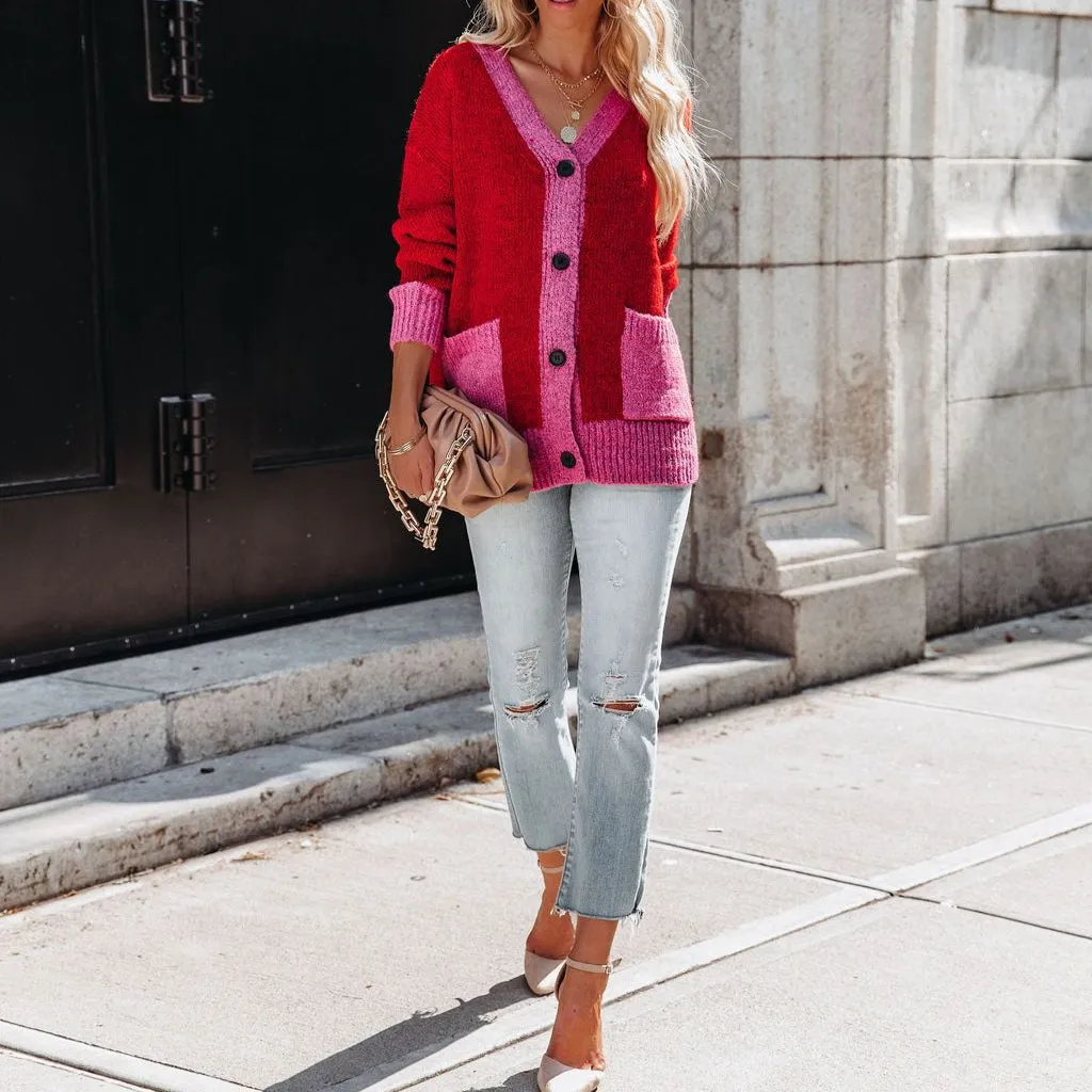 Color Blocking Wholesale Cardigan For Women
