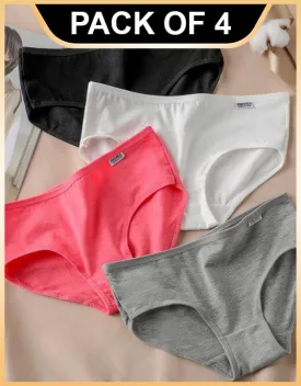 Cotton Hipster Panties for Women by Jetveli (Multi-color) (Pack of 4)