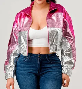 Cropped Elegant Metallic Jacket