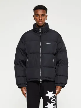 Cropped Logo Puffer in Black