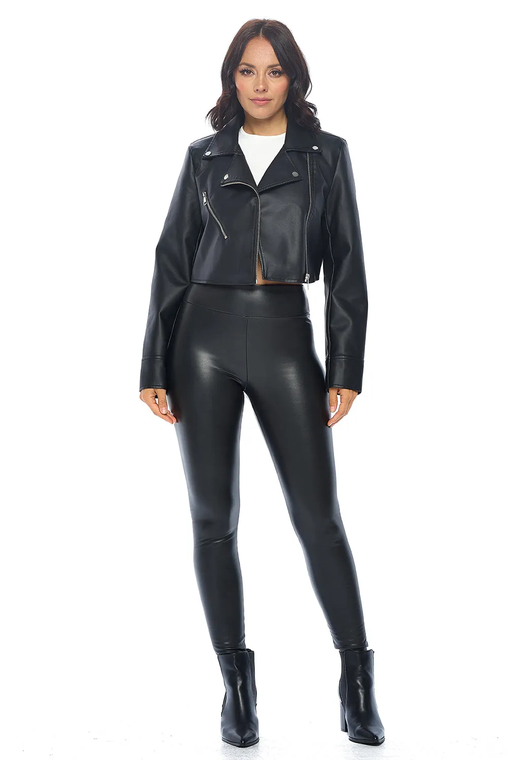 Cropped PU Jacket
