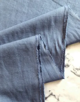 Denim Blue Washed Linen-Handle Fabric Denim Blue Washed Linen-Handle Fabric