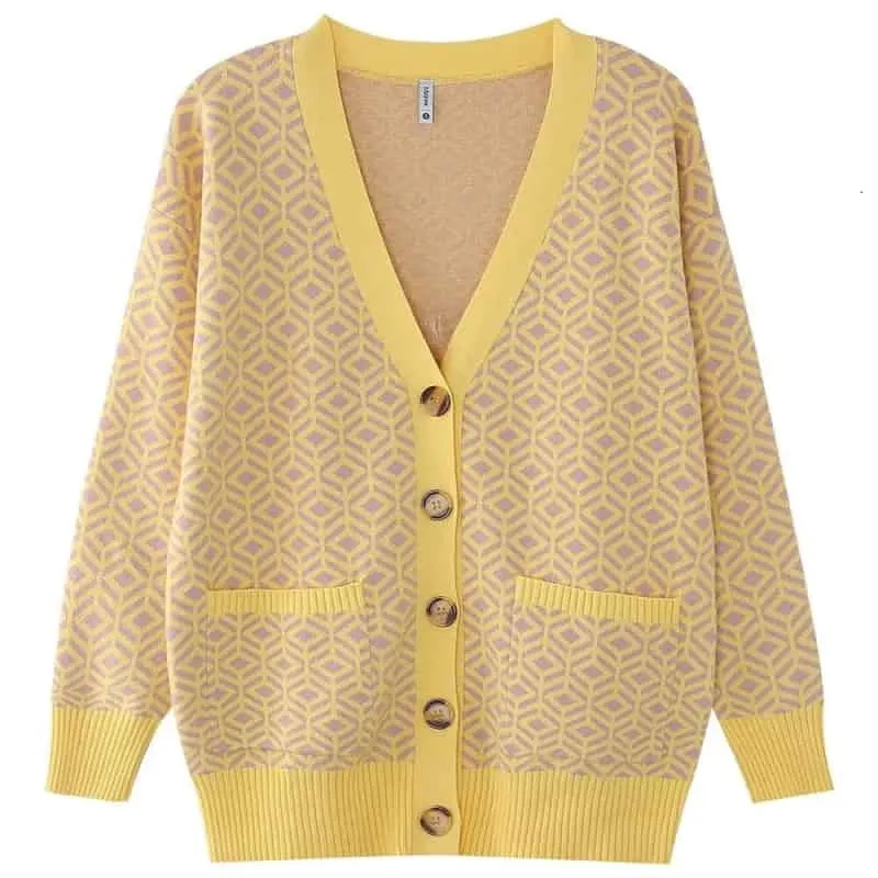 Diamond Pattern Loose Knit Cardigan