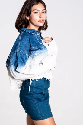 Distressed Tie Dye Bleach Denim Jean Jacket