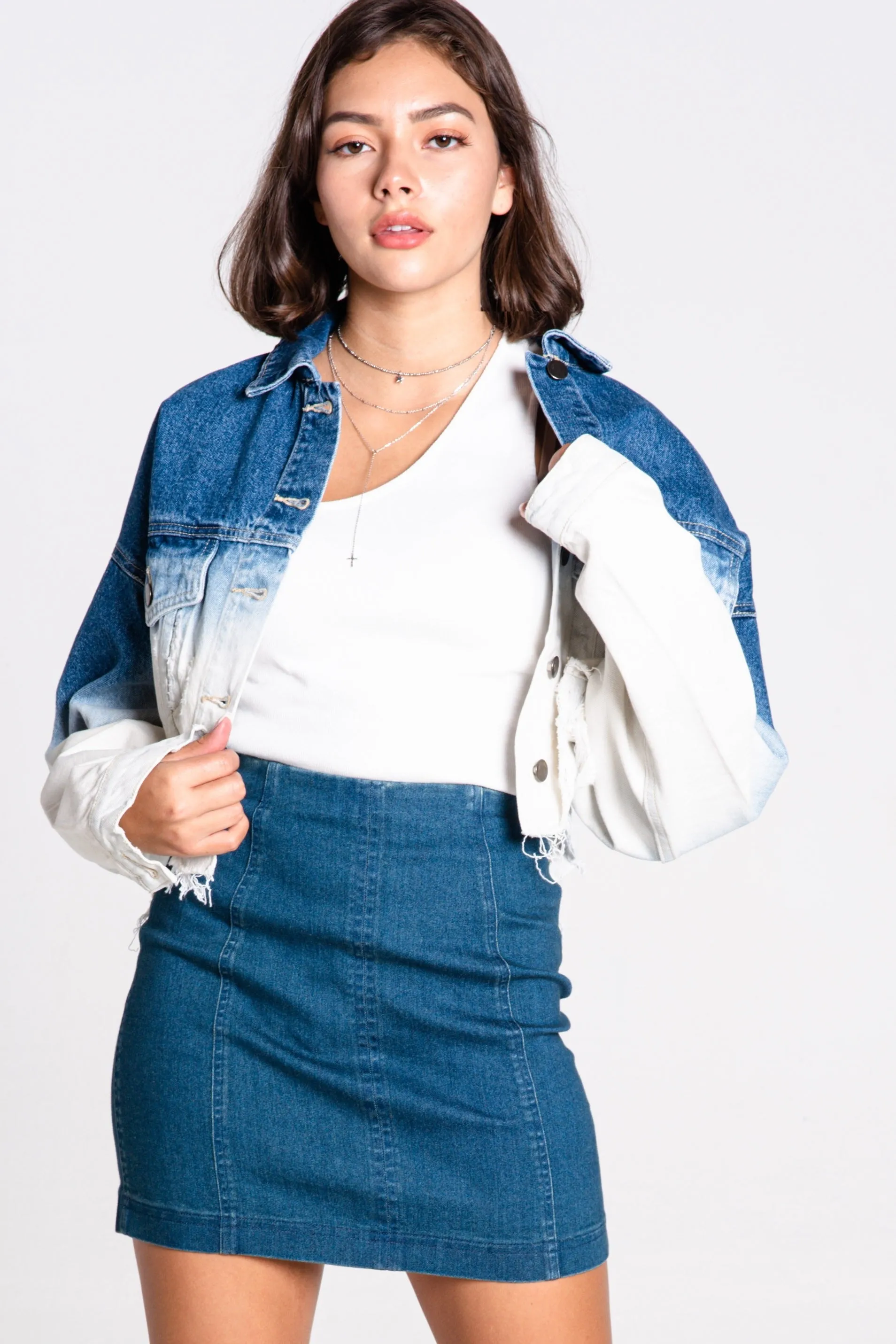 Distressed Tie Dye Bleach Denim Jean Jacket