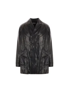 Double-breasted Leather Coat