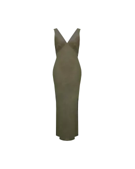 ESME LINEN SLIP DRESS KHAKI