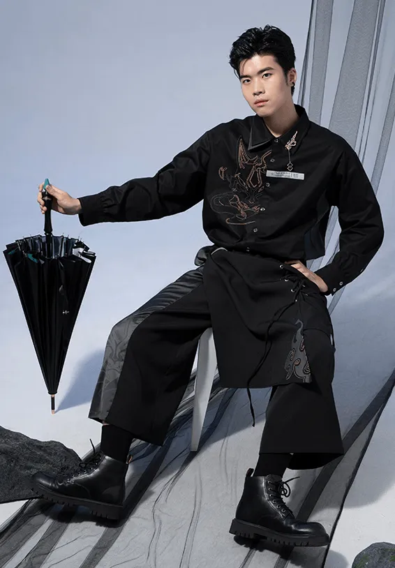 Genshin Impact - Themes of Xiao Irregularly designed culottes Black miHoYo
