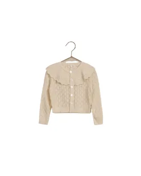 Girls Sweater | Ruffle Cardigan - Ivory | Noralee