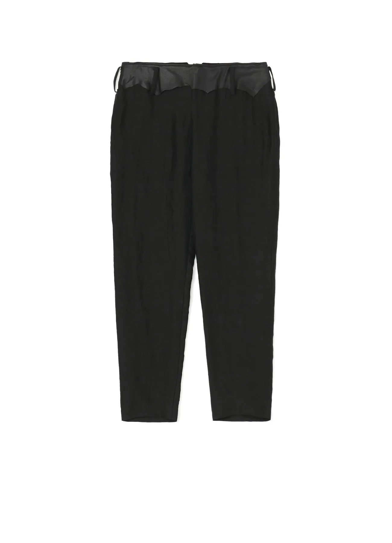 HIGH TWISTED GABARDINE LEATHER DETAIL PANTS