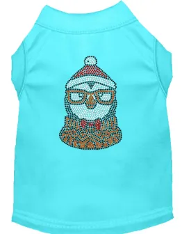 Hipster Penguin Rhinestone Dog Shirt Aqua Sm (10)