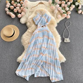 Hollowed Backless V-neck Slip Dress