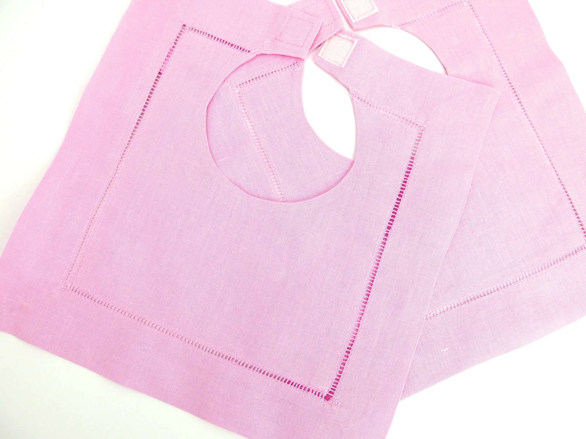 Hot Pink Cotton Hemstitched Baby Bib, set of 2