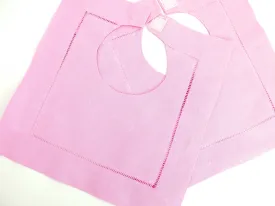 Hot Pink Cotton Hemstitched Baby Bib, set of 2