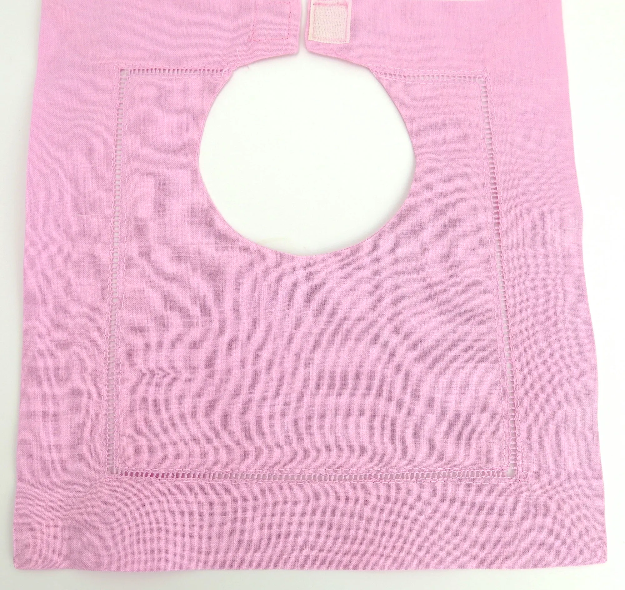 Hot Pink Cotton Hemstitched Baby Bib, set of 2