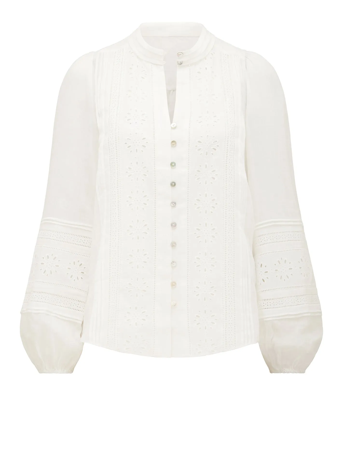Inez Keyhole Trim Spliced Blouse