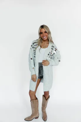 Jojo Sequin Cardigan - Grey