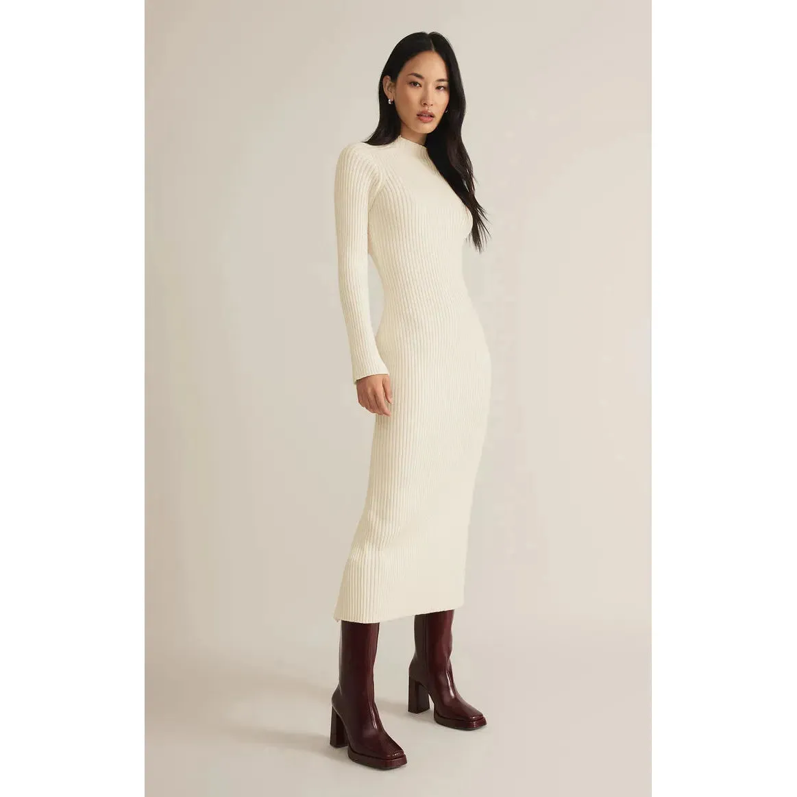 Kass Mock Neck Midi Dress