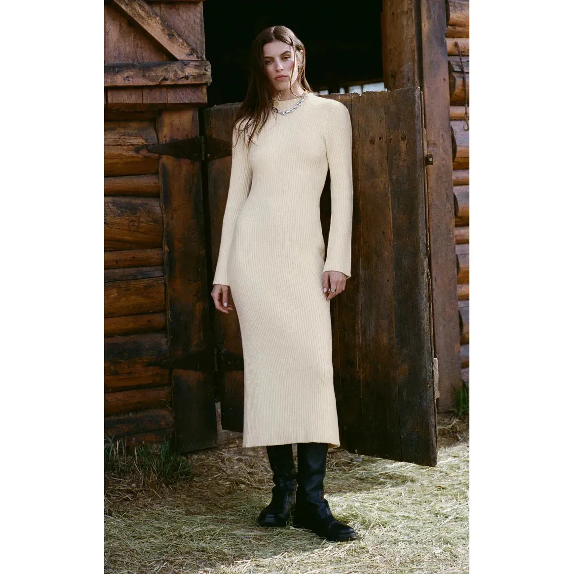 Kass Mock Neck Midi Dress