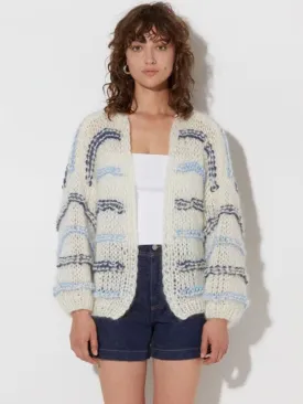 Kerri Designed To Be Niche, Loose, Fashionable And Versatile, Contrast Striped Lazy Style Knitted Cardigan