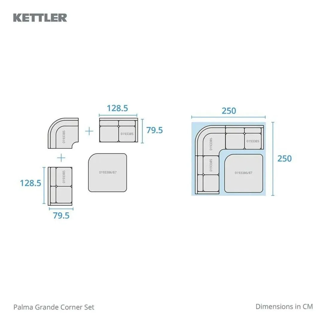 Kettler Palma Grande Corner Set High/Low Glass Table
