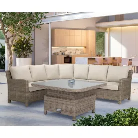 Kettler Palma Grande Corner Set High/Low Glass Table