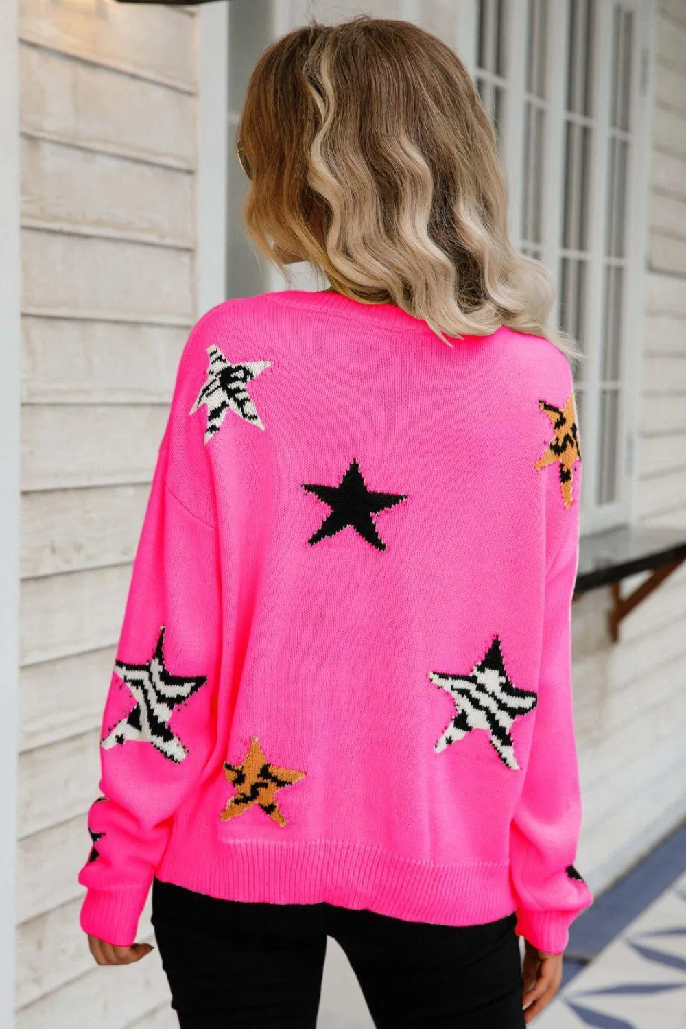 Light On A Gloomy Day Crew Neck Star Sweater